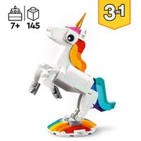 LEGO Creator 31140 Unicorno Magico con Arcobaleno, Set 3 in 1 con Animali - LEGO