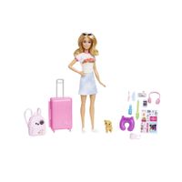 Barbie Set Da Viaggio Malibu, Bambola con cagnolino e valigie con rotelle incluse - Barbie