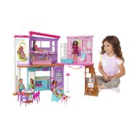 Barbie Casa Di Malibu, Playset Casa delle Bambole con 2 piani, 6 stanze, ascensore altalena e più di 30 pezzi - Barbie