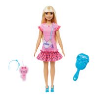 La Mia Prima Barbie, Bambola alta 34 cm  con abito rosa e borsetta a forma di cuore - Barbie