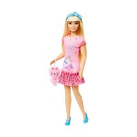 La Mia Prima Barbie, Bambola alta 34 cm  con abito rosa e borsetta a forma di cuore - Barbie