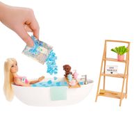 Barbie Vasca Relax Playset, Con 1 Bambola, 1 cucciolo e coriandoli di sapone colorati - Barbie