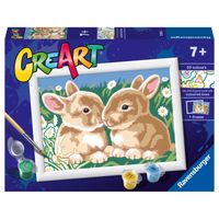 Creart Coniglietti fra le Margherite, Serie E, Kit per dipingere con i numeri - Creart