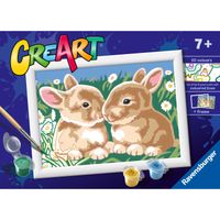 Creart Coniglietti fra le Margherite, Serie E, Kit per dipingere con i numeri - Creart