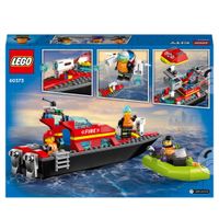 LEGO City Fire 60373 Barca di Soccorso Antincendio dei Vigili del Fuoco, con nave e gommone - LEGO