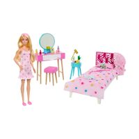 Set camera da letto di Barbie con pigiama, arredamento e accessori a tema - Barbie