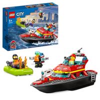 LEGO City Fire 60373 Barca di Soccorso Antincendio dei Vigili del Fuoco, con nave e gommone - LEGO