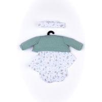 Completo primaverile con camicetta, pantaloncino, giacchino verde in tricot e fascia per My FAO Doll 40 cm - FAO Schwarz