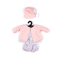 Completo primaverile corto con giacchino in tricot e cuffietta con pon pon per My FAO Doll 40 cm - FAO Schwarz