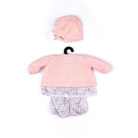 Completo primaverile corto con giacchino in tricot e cuffietta con pon pon per My FAO Doll 40 cm - FAO Schwarz