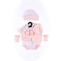 Completo in tricot rosa con pagliaccetto, giacchino cappellino e calzini per My FAO Doll 40 cm - FAO Schwarz