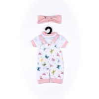 Salopette in cotone a fantasia con farfalle stampate, maglietta e fascia per My FAO Doll 40 cm - FAO Schwarz