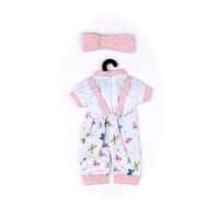 Salopette in cotone a fantasia con farfalle stampate, maglietta e fascia per My FAO Doll 40 cm - FAO Schwarz
