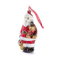 Decorazione in Vetro Babbo Natale con Orsetto - FAO Schwarz