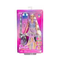 Barbie Fun & Fancy – Bambola con Capelli Lunghissimi e Extension, Abito Argento Metallizzato - Barbie