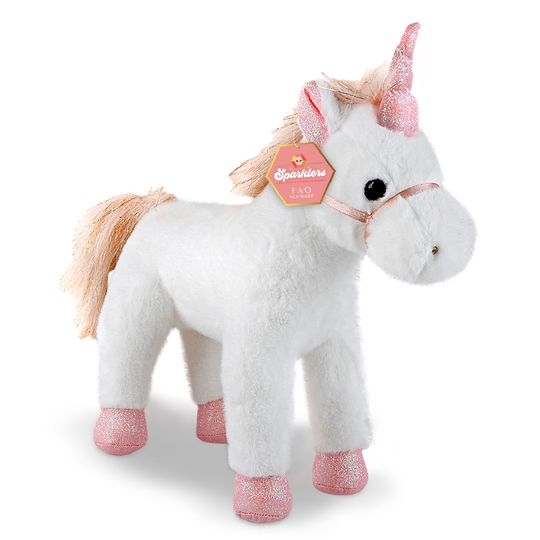 Unicorno di peluche con pelliccia glitter 30 cm - FAO Schwarz