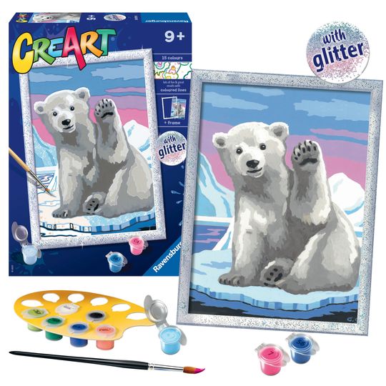 Creart Ciao ciao Orso polare, Serie D, Kit per dipingere con i numeri - Creart
