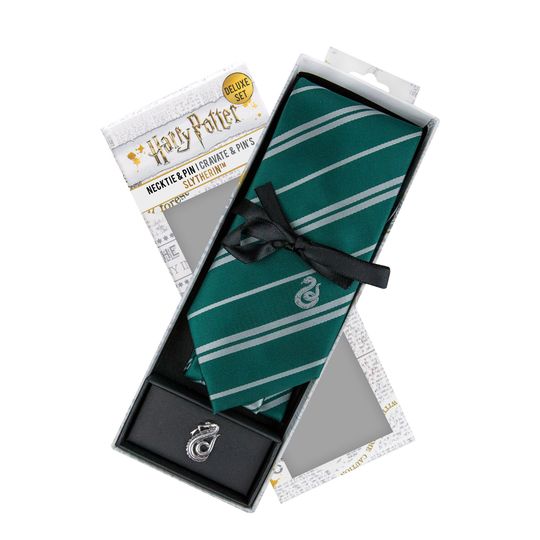 Cravatta deluxe Serpeverde con spilla - Harry Potter