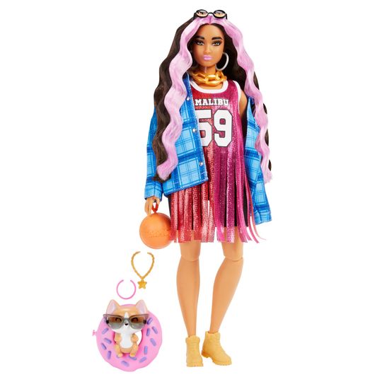 Barbie Extra Snodata con Lunghissimi Capelli Ondulati con Ciocche Rosa - Barbie