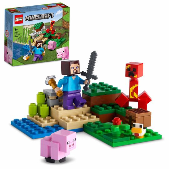 LEGO Minecraft l'agguato del creeper, con steve e 2 minifigure, 21177 - LEGO
