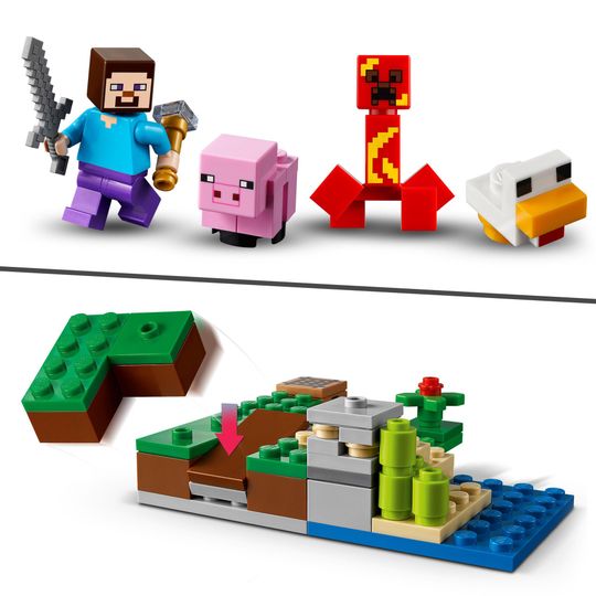 LEGO Minecraft l'agguato del creeper, con steve e 2 minifigure, 21177 - LEGO