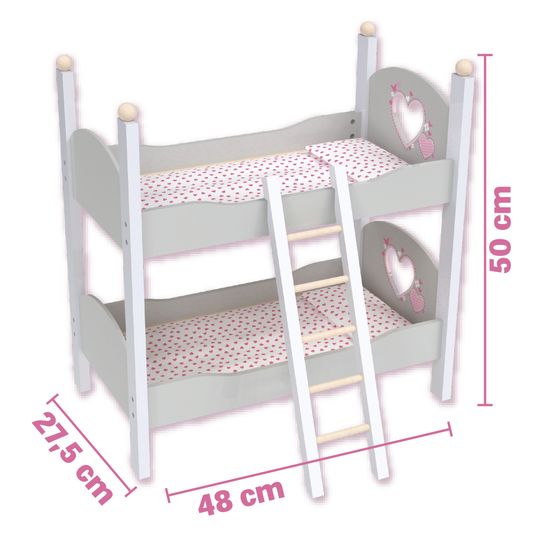 Letto a castello in legno per bambole - Love Bebé