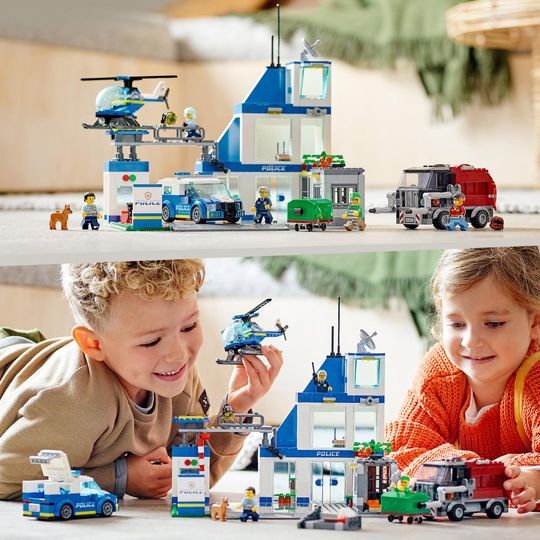 LEGO City Police stazione di polizia, con camion della spazzatura ed elicottero giocattolo, 60316 - LEGO