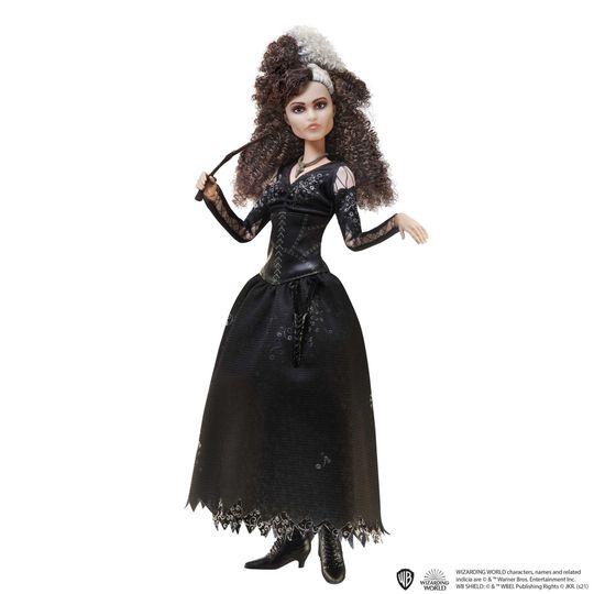 Action figure Bellatrix Lestrange 25 cm con Abito, Collana e Bacchetta, da Collezione - Harry Potter