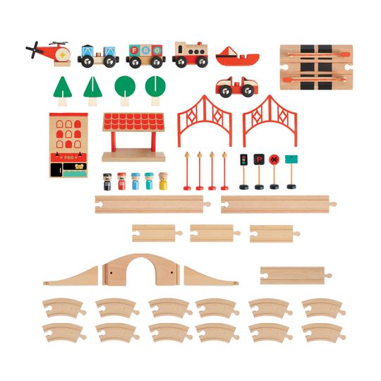 Playset trenino in legno con pista e città - FAO Schwarz