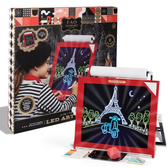 Lavagnetta 3 in 1 con LED, gessetti e pennarelli - FAO Schwarz