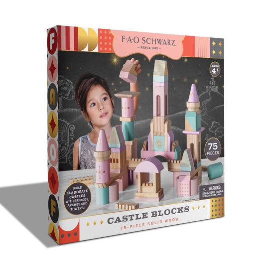 Castello di mattoncini in legno colorati da 75 pezzi - FAO Schwarz