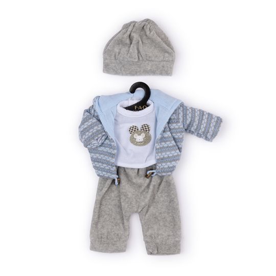 Completino casual con felpa grigio e azzurro per My FAO Doll 40cm - FAO Schwarz