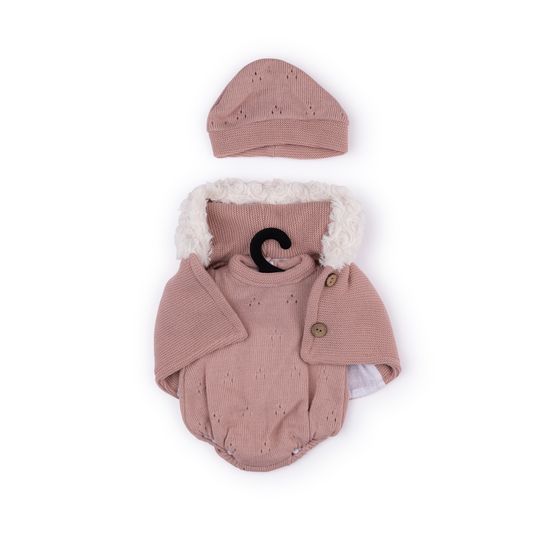 Completino in tricot rosa antico con mantella per My FAO Doll 40cm - FAO Schwarz