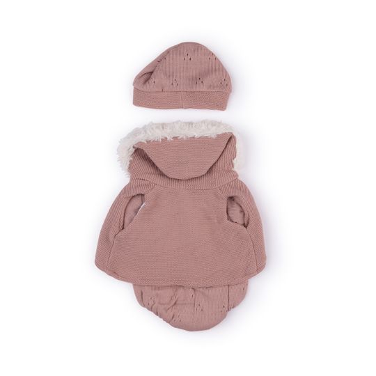 Completino in tricot rosa antico con mantella per My FAO Doll 40cm - FAO Schwarz