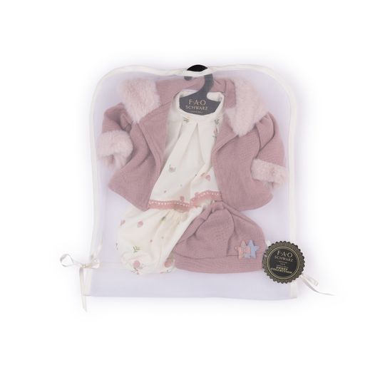 Completino fantasia con giacchina in tricot rosa per My FAO Doll 40cm - FAO Schwarz
