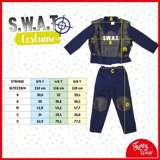 Costume Agente Speciale SWAT da 3 a 8 anni - Fancy World