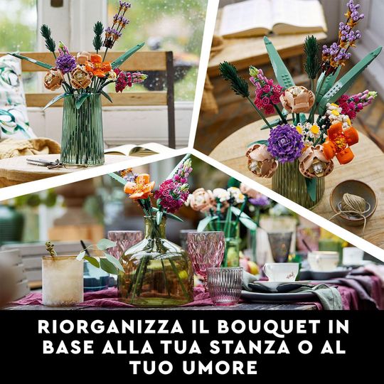 LEGO Icons 10280 Bouquet di Fiori, Piante Artificiali, Botanical Collection - LEGO