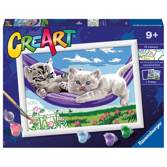 Creart Gattini sull'amaca, Serie D, Kit per dipingere con i numeri - Creart