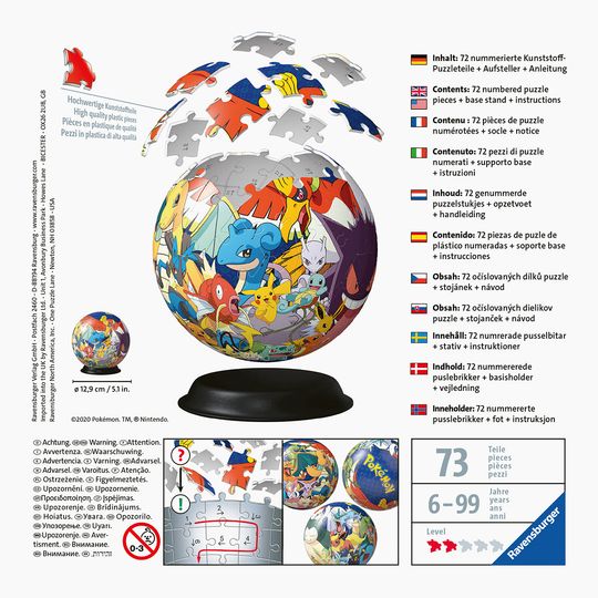 Puzzle 3D Pokémon, 72 pezzi - Pokémon, Ravensburger