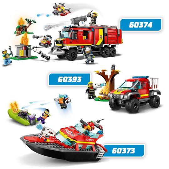 LEGO City Fire 60373 Barca di Soccorso Antincendio dei Vigili del Fuoco, con nave e gommone - LEGO