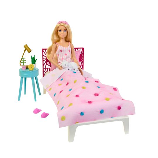 Set camera da letto di Barbie con pigiama, arredamento e accessori a tema - Barbie