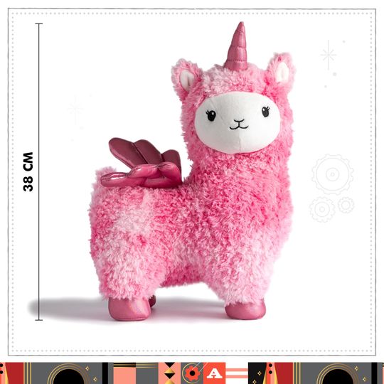 Peluche Llamacorn Rosa con Luci e Suoni, 38 cm - FAO Schwarz