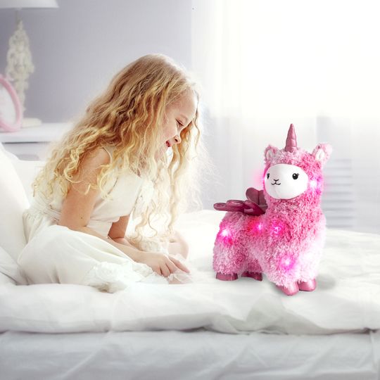 Peluche Llamacorn Rosa con Luci e Suoni, 38 cm - FAO Schwarz