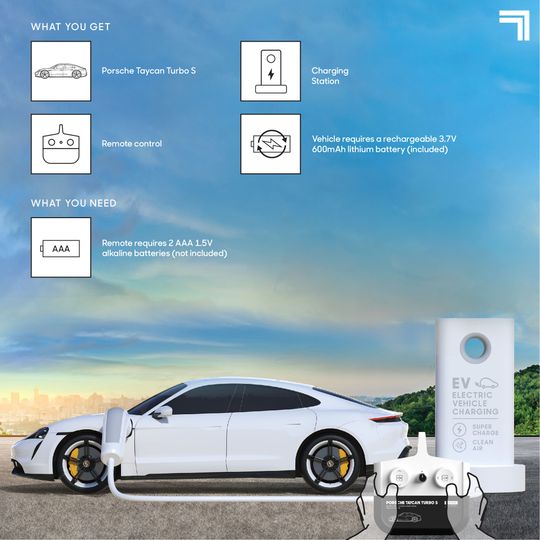 Porsche Taycan Turbo S RC con Luci LED e Stazione di Ricarica Sharper Image - Sharper Image