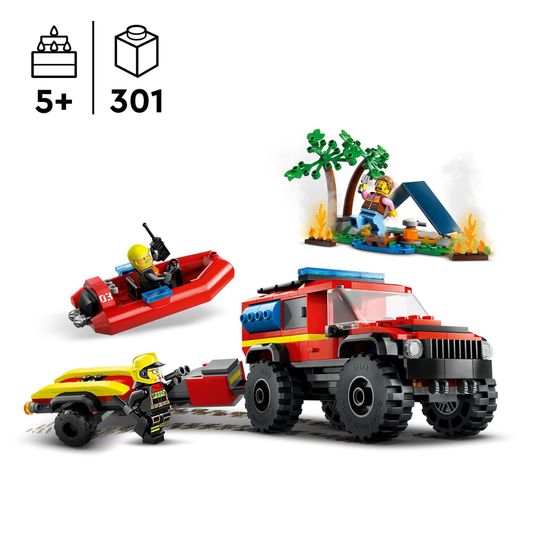 Lego City 60412 Fuoristrada Antincendio E Gommone Di Salvataggio - LEGO
