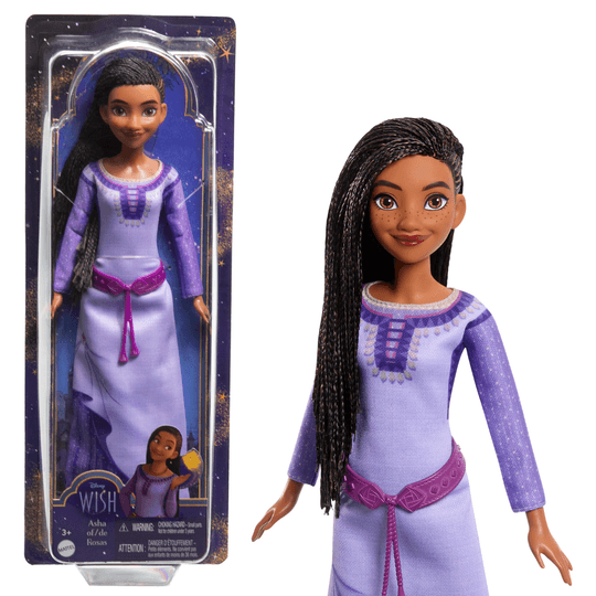 Disney Wish - Asha Di Rosas, Bambola Snodata Con Capelli Intrecciati e Accessori - Disney