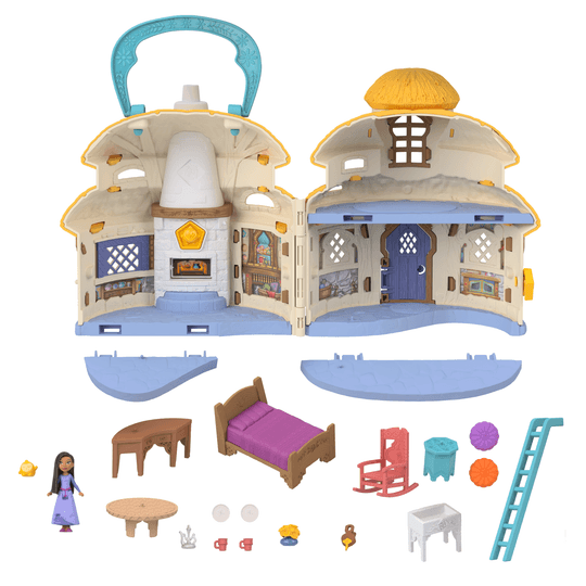 Disney Wish - Playset Portatile Casa Di Asha Di Rosas - Cottage a 2 Piani con Mini Bambola - Disney