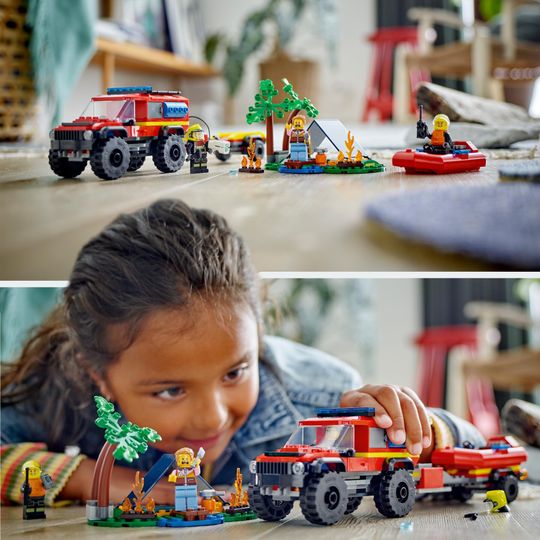 Lego City 60412 Fuoristrada Antincendio E Gommone Di Salvataggio - LEGO