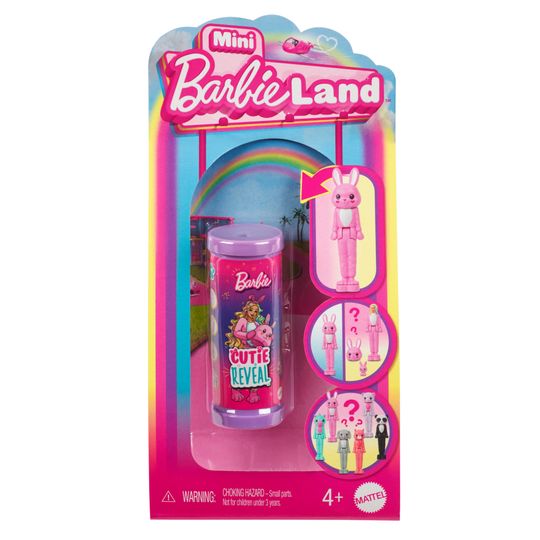 Mini Barbieland - Cutie Reveal Serie Color Dream - Mini Bambola Con Costume In Peluche E Cucciolo - Barbie