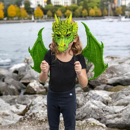 Maschera in Gomma Drago Verde - Great Pretenders